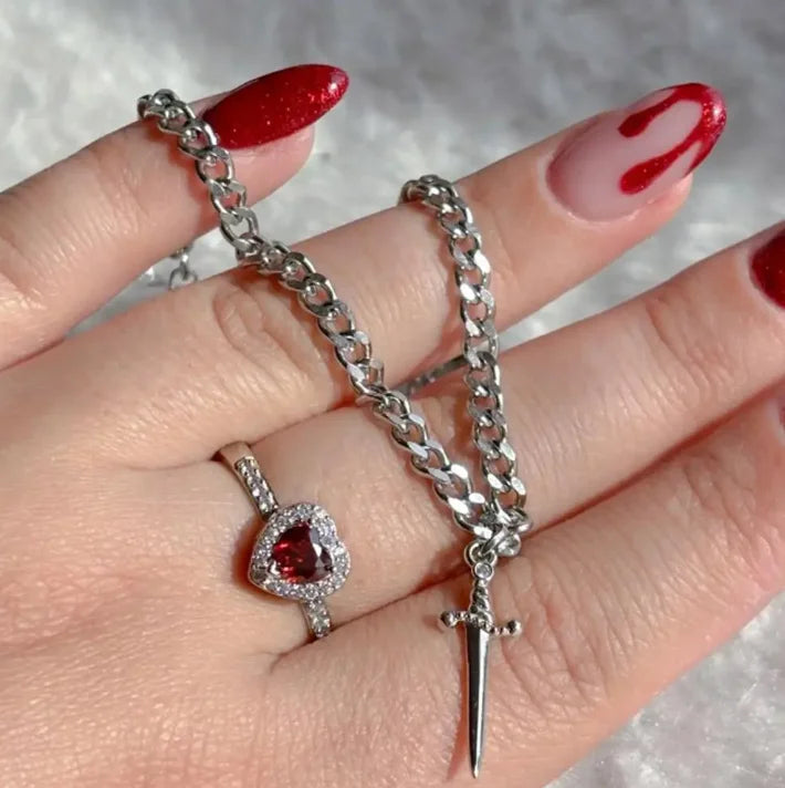 Heart & Dagger Bracelet and Ring Set