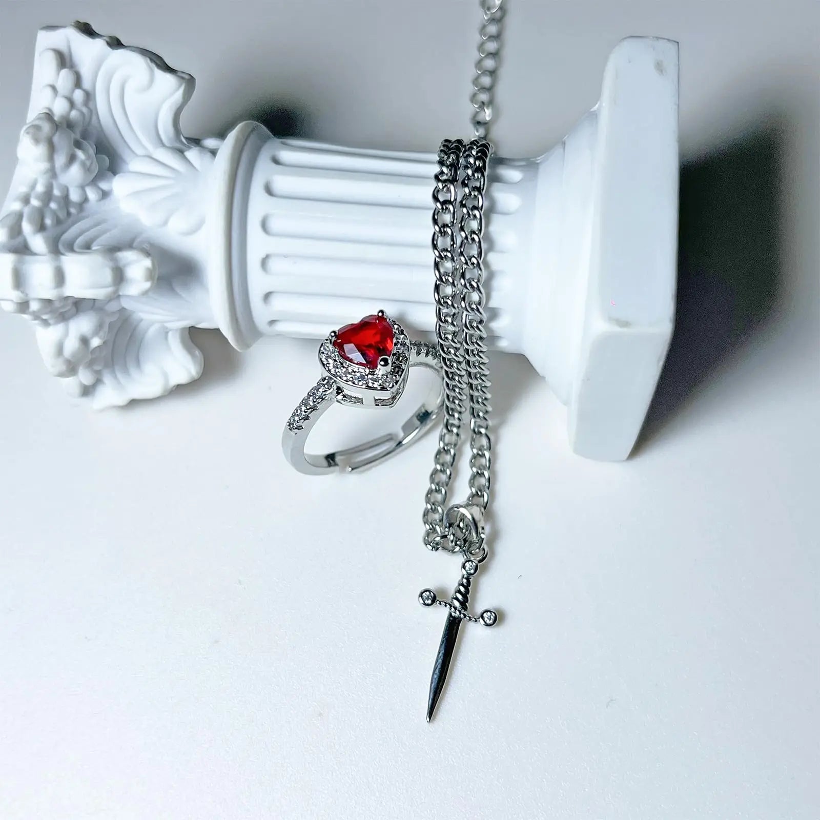 Heart & Dagger Bracelet and Ring Set
