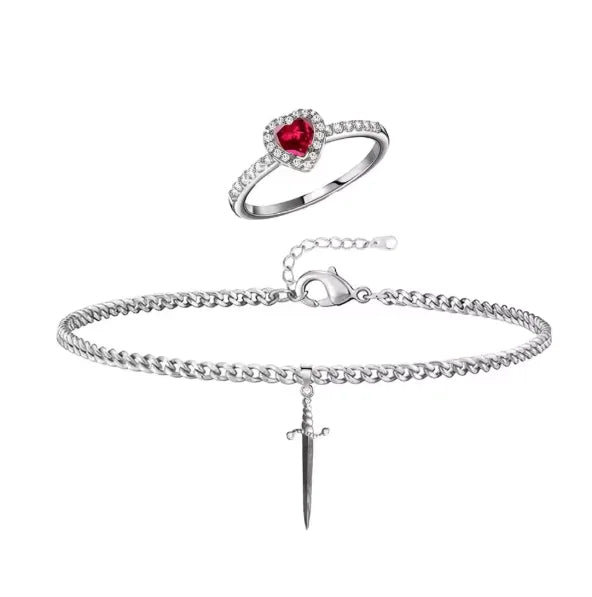 Heart & Dagger Bracelet and Ring Set