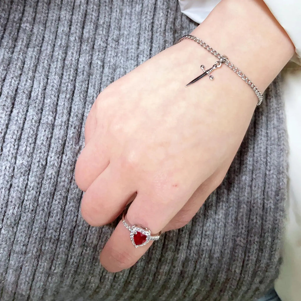 Heart & Dagger Bracelet and Ring Set